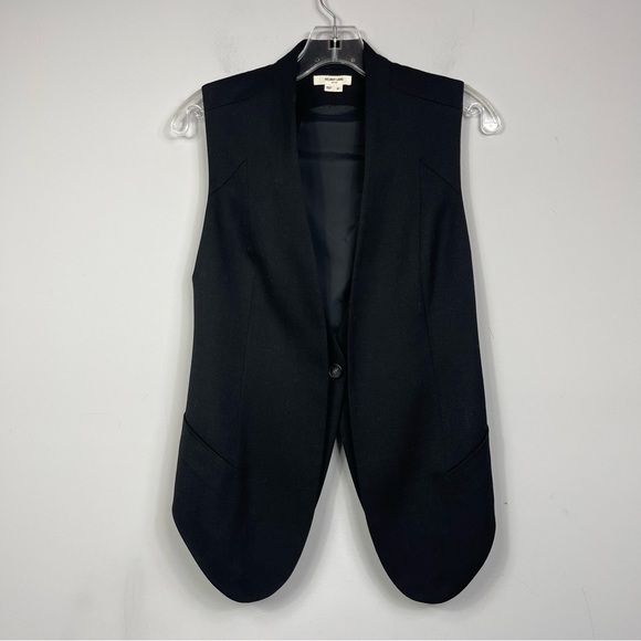 HELMUT LANG SMOKING WOOL BLEND VEST HIGH LOW SLEEVELESS JACKET GILLET BLACK XS - Picture 10 of 16